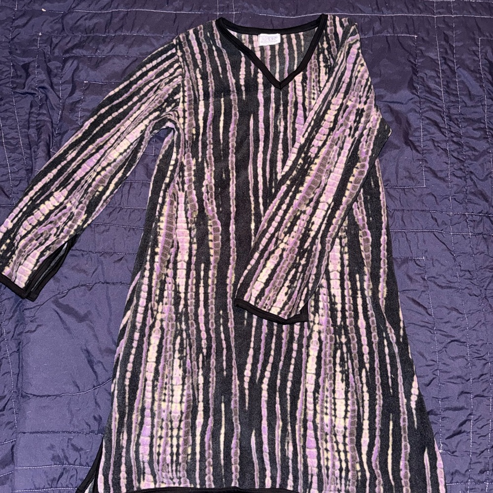 Elegant Black and Pink Striped Dress
